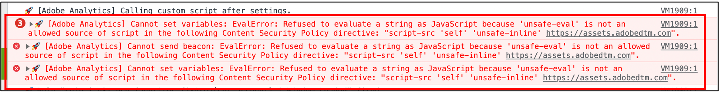 Configure Content Security Policy (CSP) when Adobe Analytics scripts are blocked