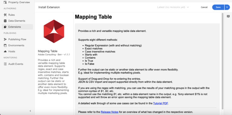 Adobe Launch Mapping Tableエクステンションの紹介_手動スクリーンショット 2