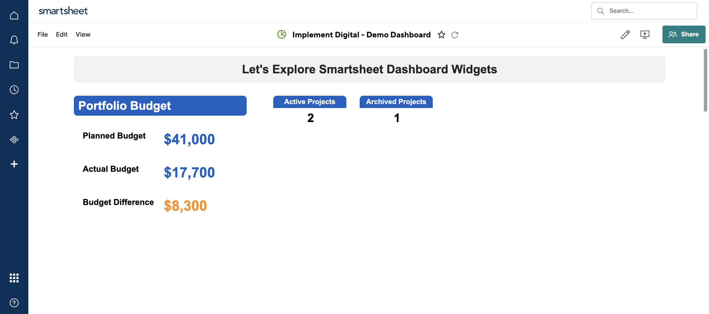 Introducing widgets available for Smartsheet dashboards_2023:12