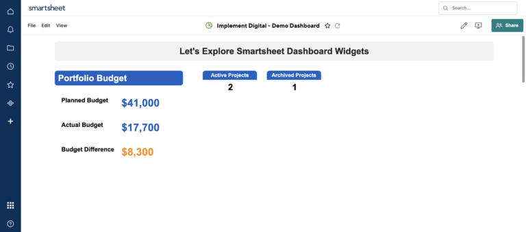 Smartsheetのダッシュボードで使用可能なウィジェットの紹介_手動スクリーンショット 1