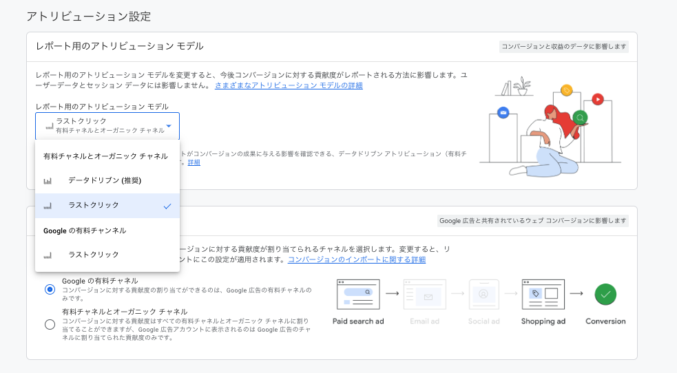 About the attribution models and settings available in GA4_2024:02